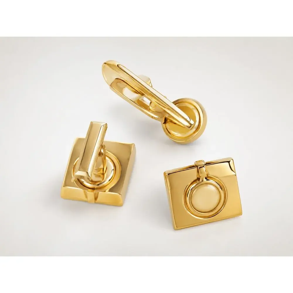 Vintage Cufflinks Tie Clip Set‎ Pearlized Lucite Gold Tone Classic Men’s Jewelry